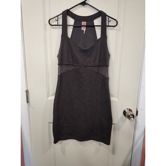 Women's Free People Textured Mesh Mini Dress Gray Medium - Picture 3 of 7